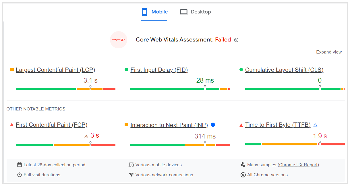 Contoh Google Page Speed Insights